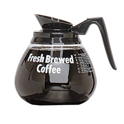 Coffee Decanter. 3-pack glass decanters with black handle.